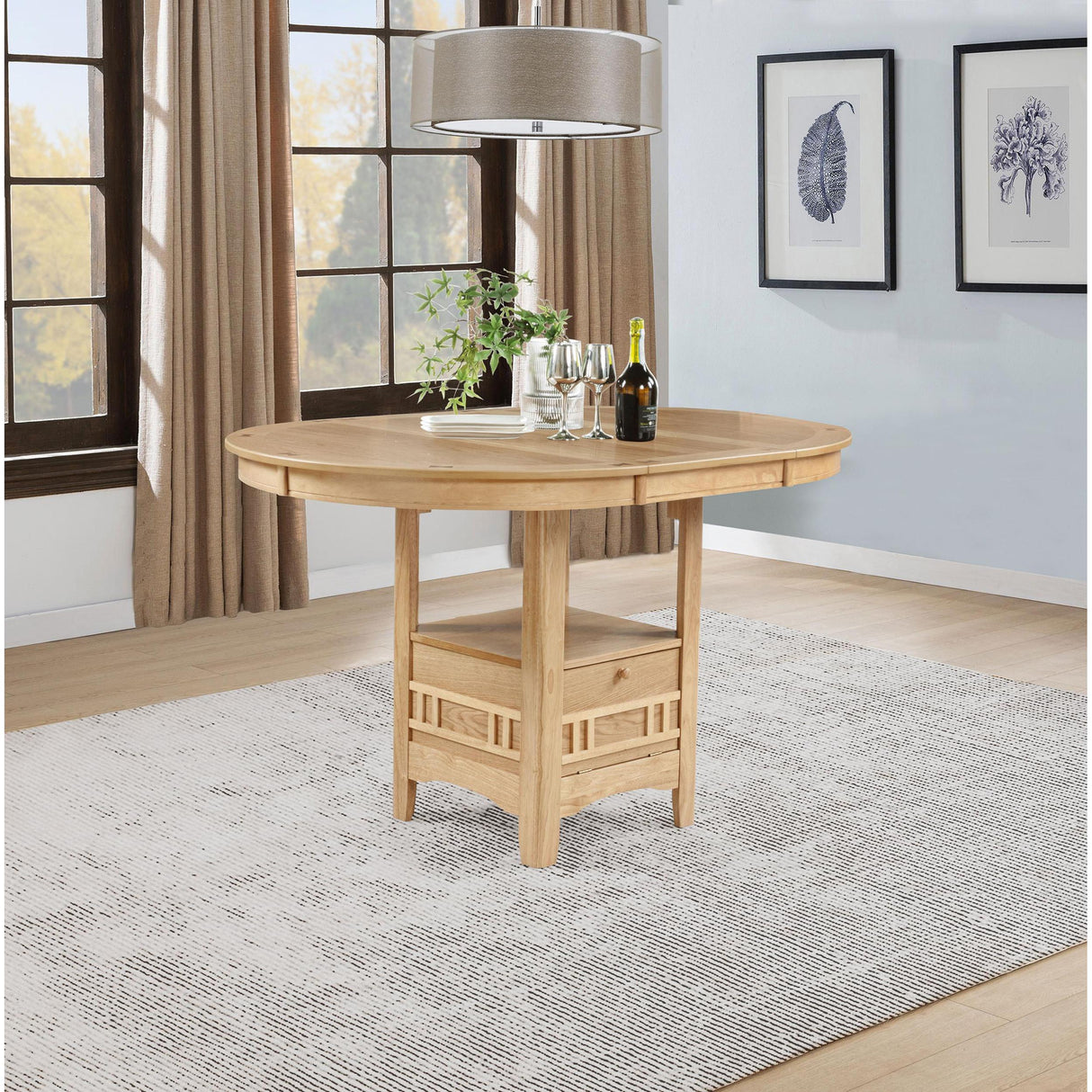 Coaster Furniture Lavon 106628 Oval 60-inch Counter Height Extension Dining Table - Light Oak IMAGE 2