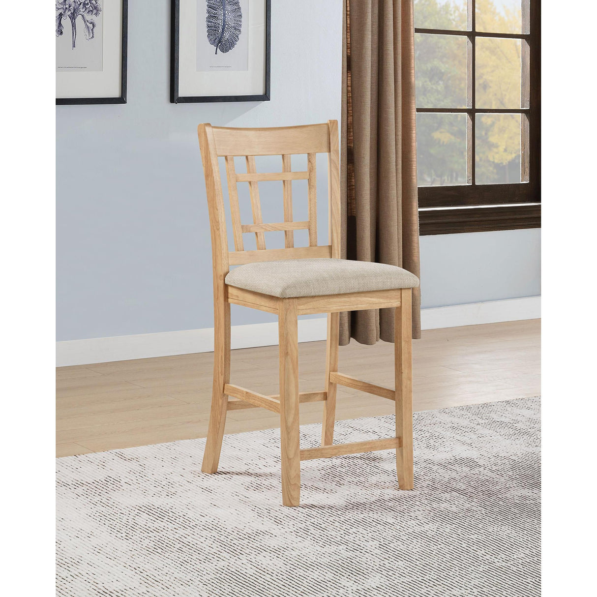Coaster Furniture Lavon 106629 Set of 2 Wood Counter Height Dining Chair - Linen/Light Oak IMAGE 2