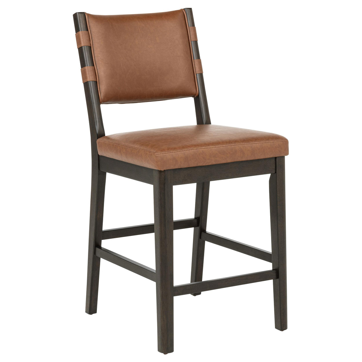 Coaster Furniture Tegan 107079 Set of 2 Faux Leather Upholstered Counter Height Chair - Cognac IMAGE 4