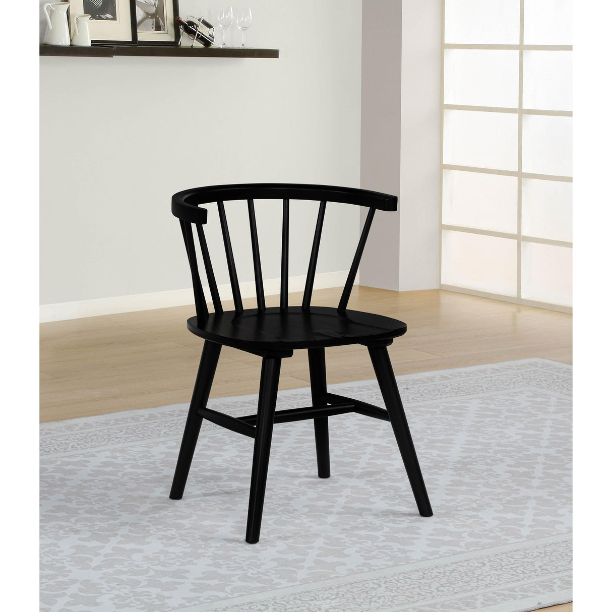 Coaster Furniture Jeffries 107202BLK Set of 2 Windsor Wood Dining Side Chair - Black IMAGE 6
