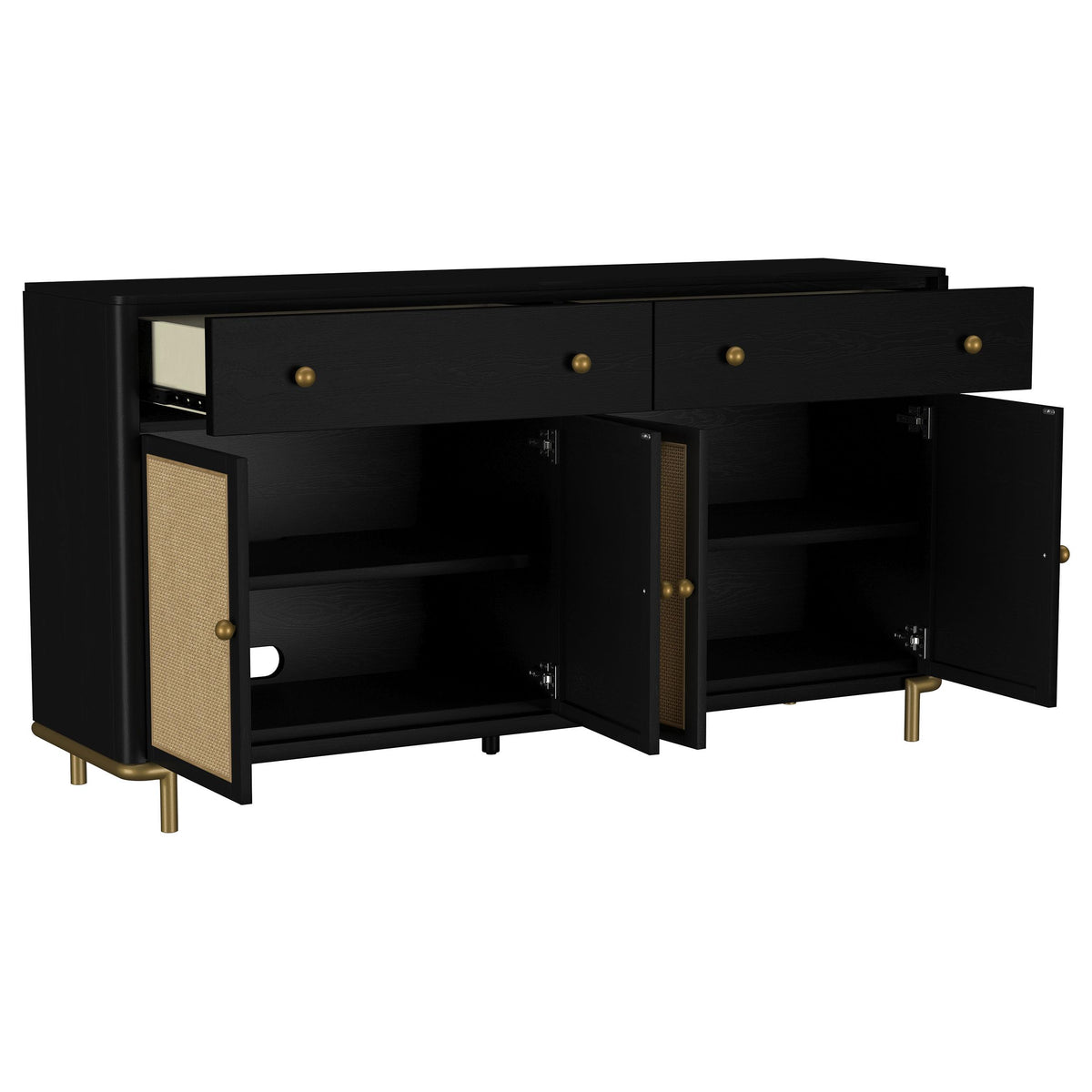 Coaster Furniture Arini 108935BLK 2-drawer Cane Door Dining Sideboard Server - Black IMAGE 8