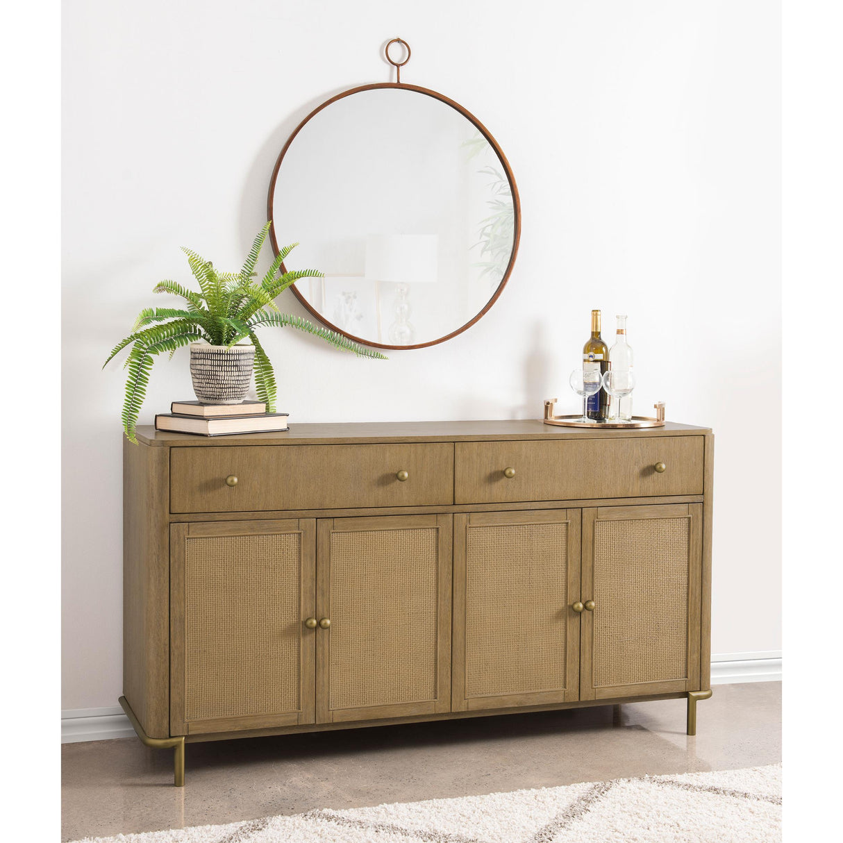 Coaster Furniture Arini 108935SWD 2-drawer Cane Door Dining Sideboard Server - Sand Wash IMAGE 5