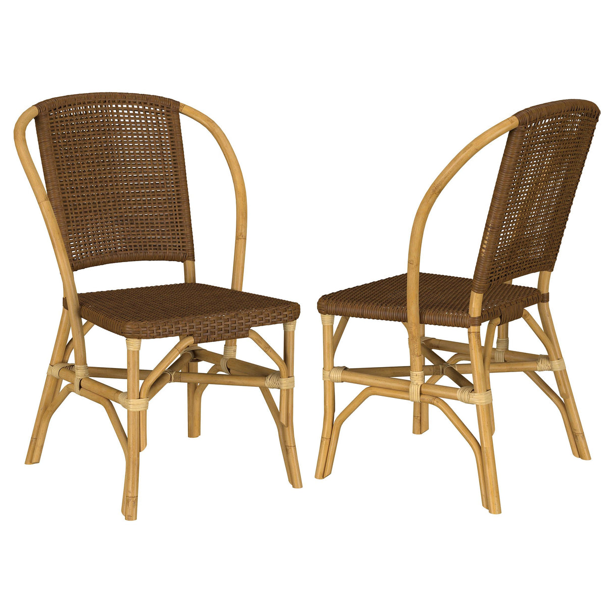 Coaster Furniture Lexley 109122 Set of 2 Woven Rattan Dining Side Chair - Brown IMAGE 1