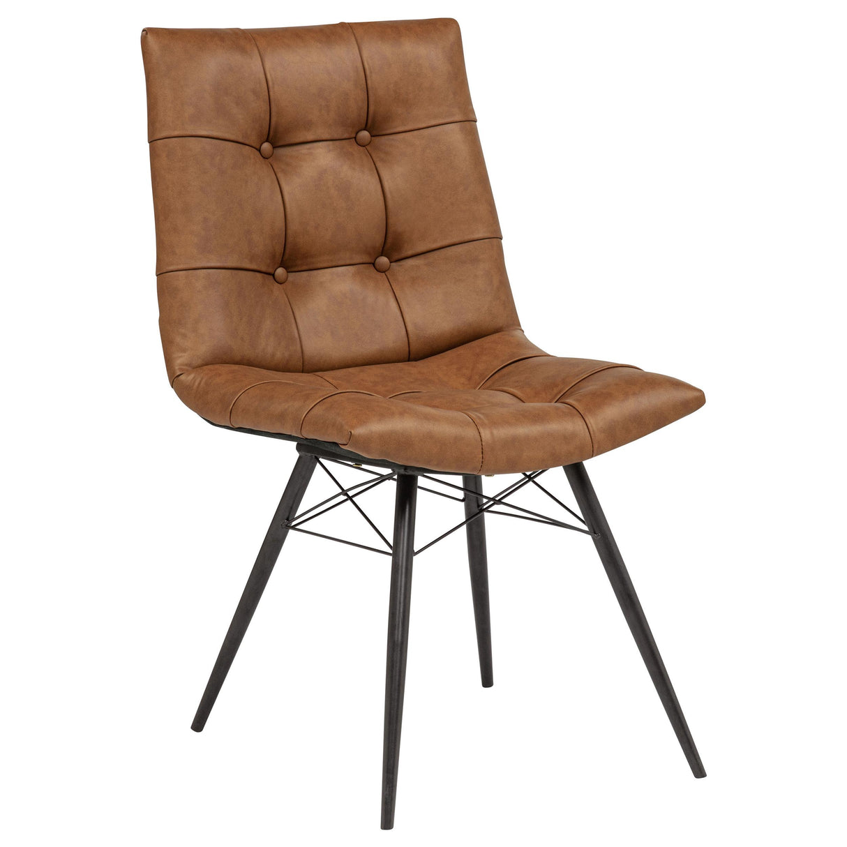 Coaster Furniture Aiken 110302SDL Set of 4 Faux Leather Upholstered Dining Side Chair - Saddle Brown IMAGE 3