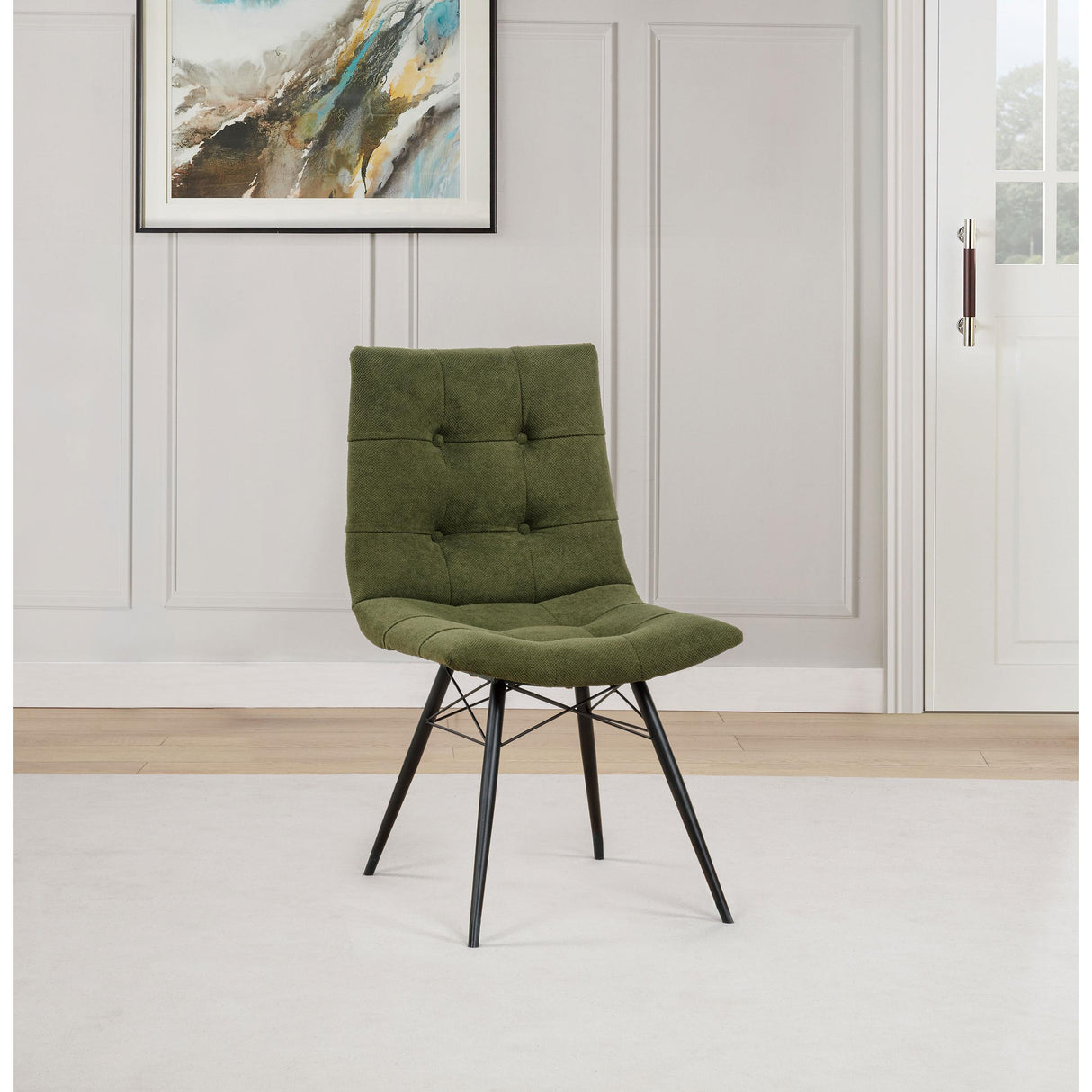 Coaster Furniture Aiken 110332FRT Set of 4 Fabric Upholstered Dining Side Chair - Saddle Forest Green IMAGE 6