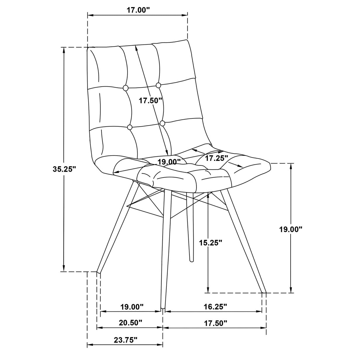 Coaster Furniture Aiken 110332STN Set of 4 Fabric Upholstered Dining Side Chair - Saddle Stone White IMAGE 11