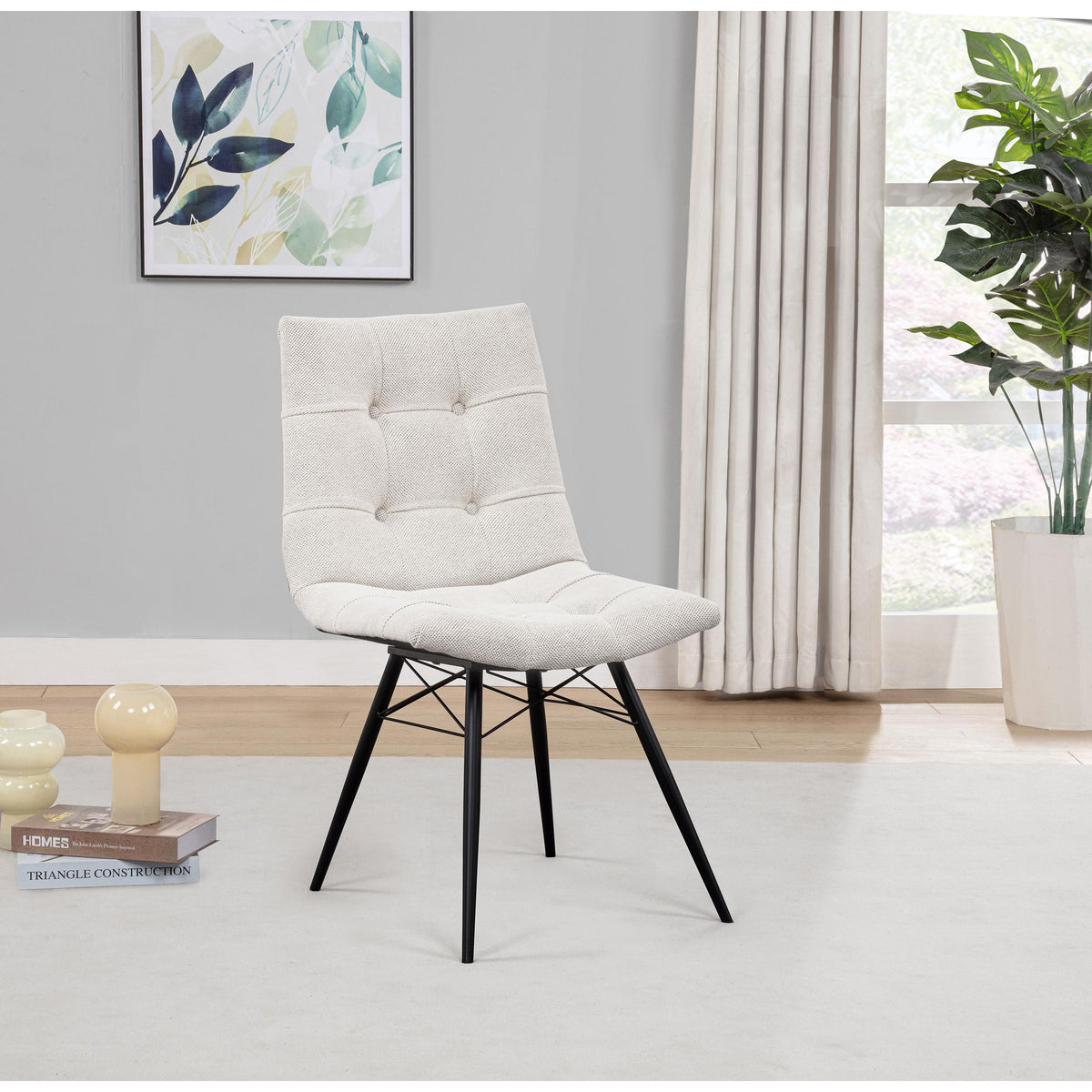 Coaster Furniture Aiken 110332STN Set of 4 Fabric Upholstered Dining Side Chair - Saddle Stone White IMAGE 6