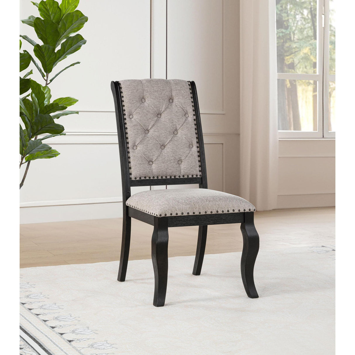 Coaster Furniture Phelps 121232 Set of 2 Upholstered Dining Side Chair - Tan Distressed Noir IMAGE 2