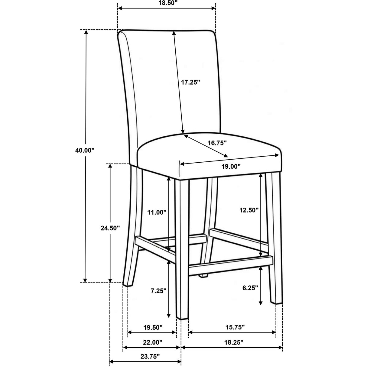 Coaster Furniture Paxton 122179TLB Set of 2 Upholstered Counter Height Dining Chair - Blue IMAGE 13