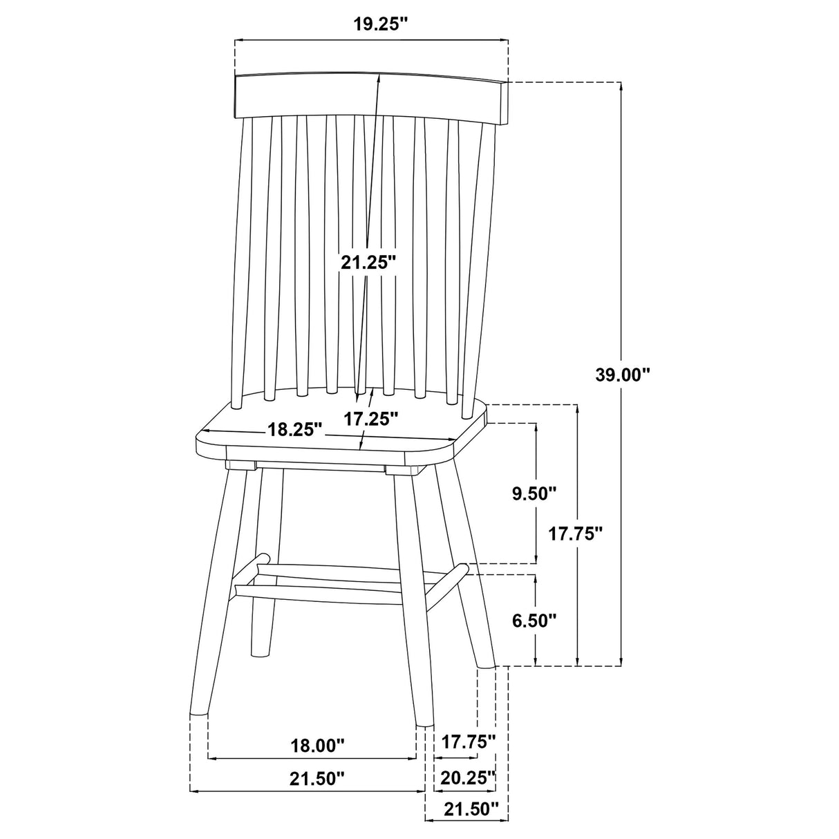 Coaster Furniture Andrews 122502BLK Set of 2 Windsor Spindle Back Dining Side Chair - Black IMAGE 10