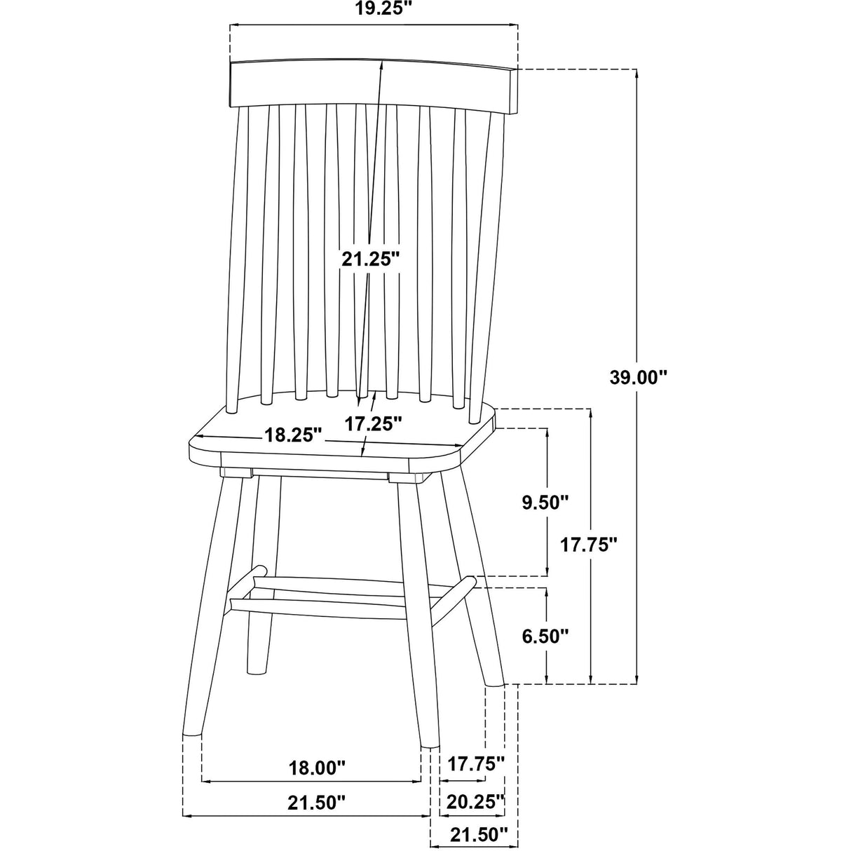 Coaster Furniture Andrews 122502WHT Set of 2 Windsor Spindle Back Dining Side Chair - White IMAGE 12