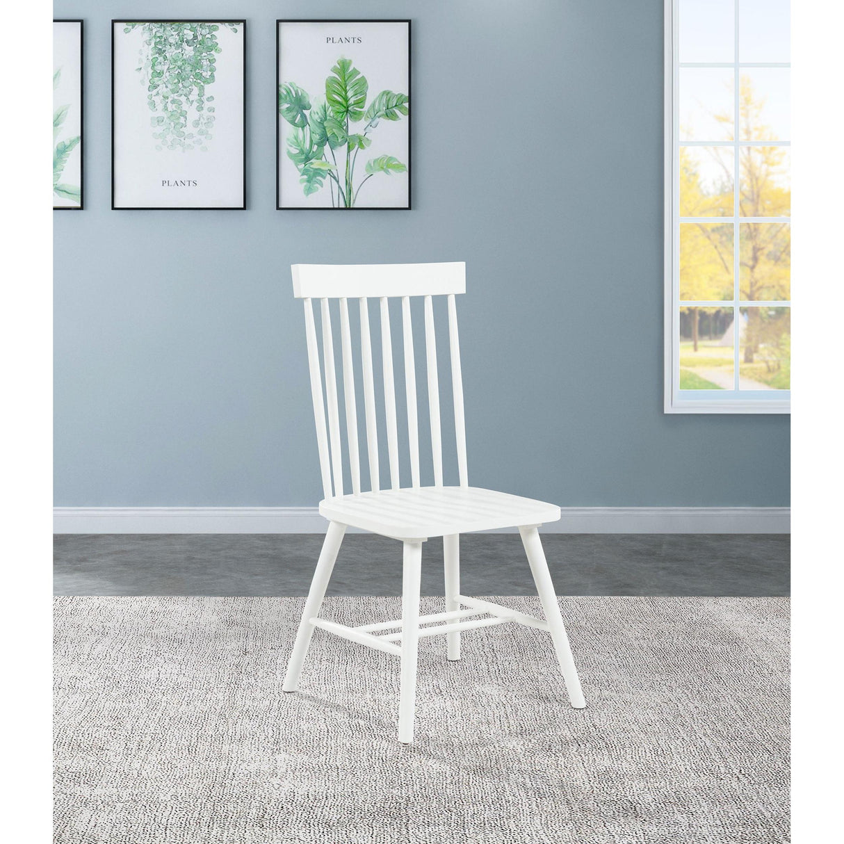 Coaster Furniture Andrews 122502WHT Set of 2 Windsor Spindle Back Dining Side Chair - White IMAGE 2