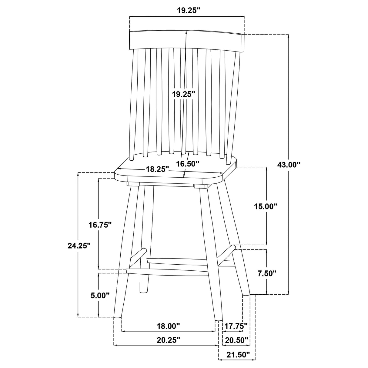 Coaster Furniture Andrews 122509BLK Set of 2 Windsor Counter Height Dining Side Chair - Black IMAGE 12