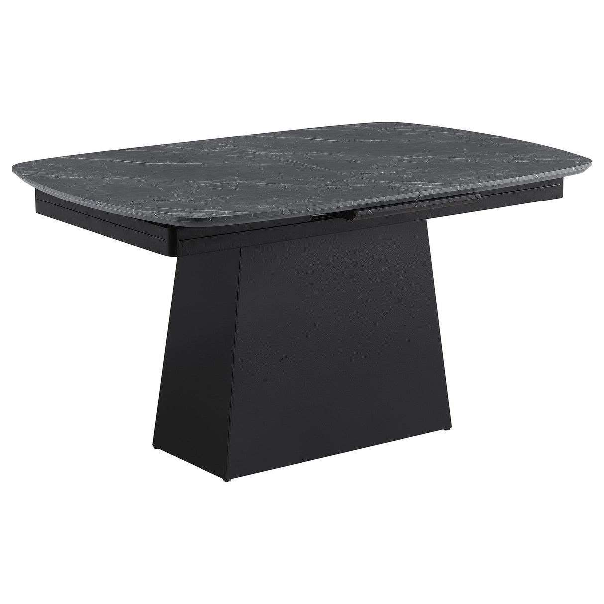 Coaster Furniture Potero 123131 73-inch Faux Marble Extension Leaf Dining Table - Black IMAGE 1