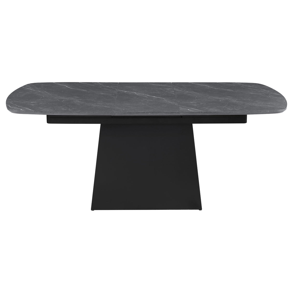 Coaster Furniture Potero 123131 73-inch Faux Marble Extension Leaf Dining Table - Black IMAGE 5