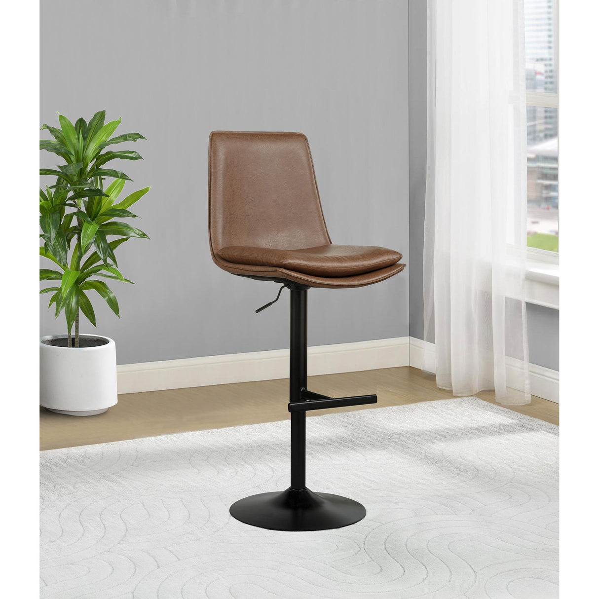 Coaster Furniture Eldridge 182957 Faux Leather Upholstered Adjustable Bar Stool - Coffee IMAGE 4