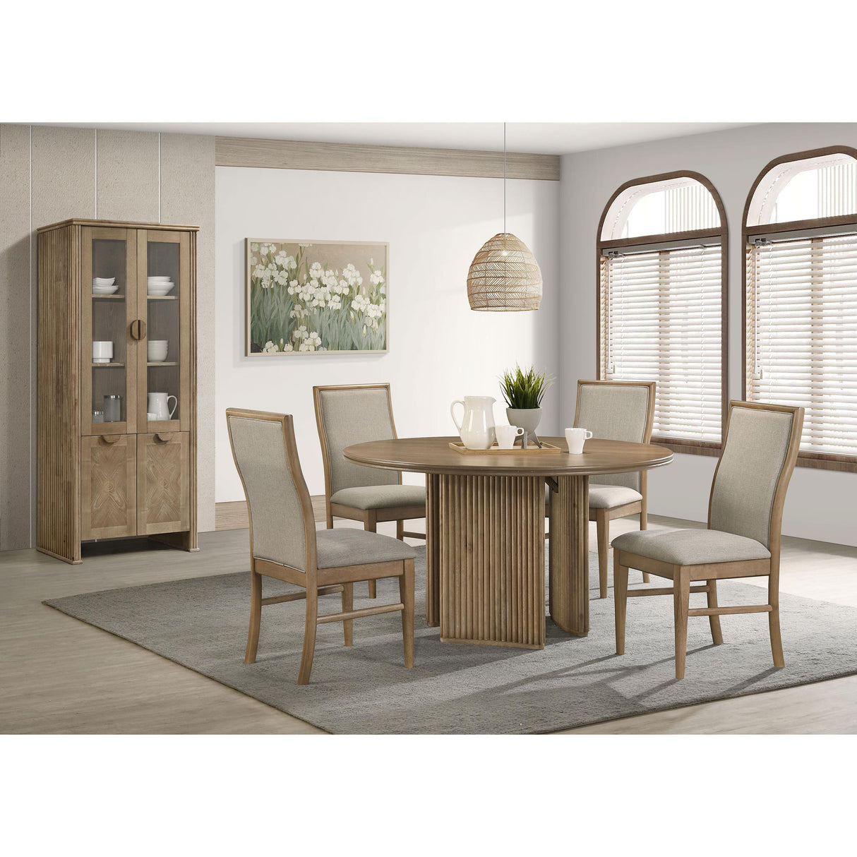 Coaster Furniture Adina 193610 53-inch Round Wood Dining Table - Distressed Light Brown IMAGE 9