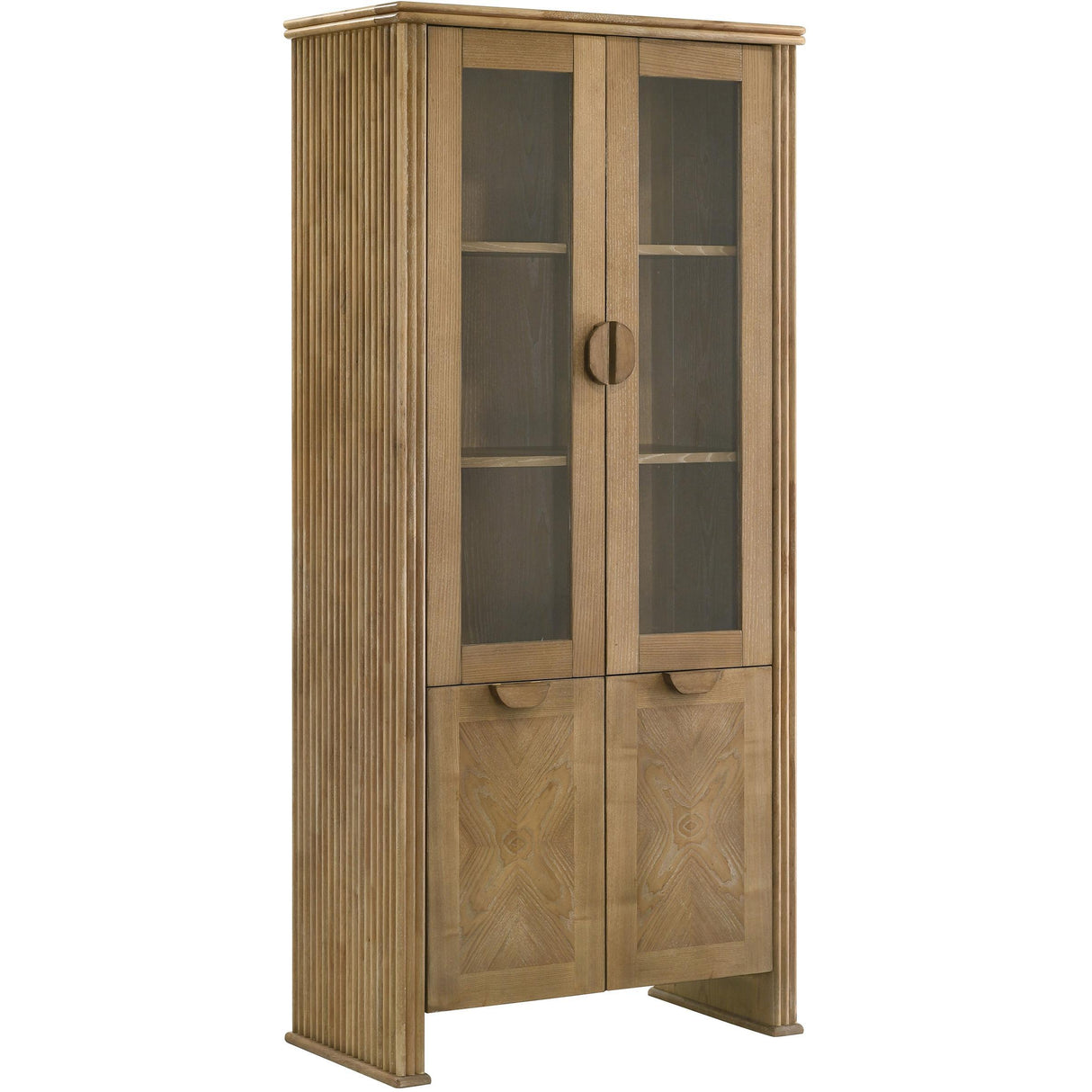Coaster Furniture Adina 193616 77-inch Tall Display Cabinet - Distressed Light Brown IMAGE 1