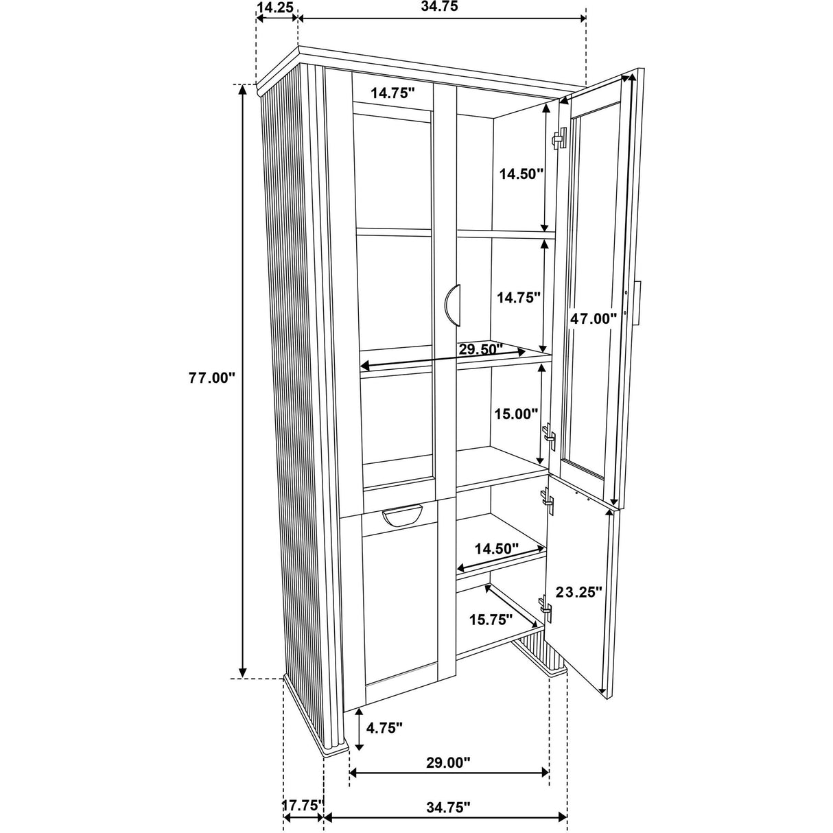 Coaster Furniture Adina 193616 77-inch Tall Display Cabinet - Distressed Light Brown IMAGE 15