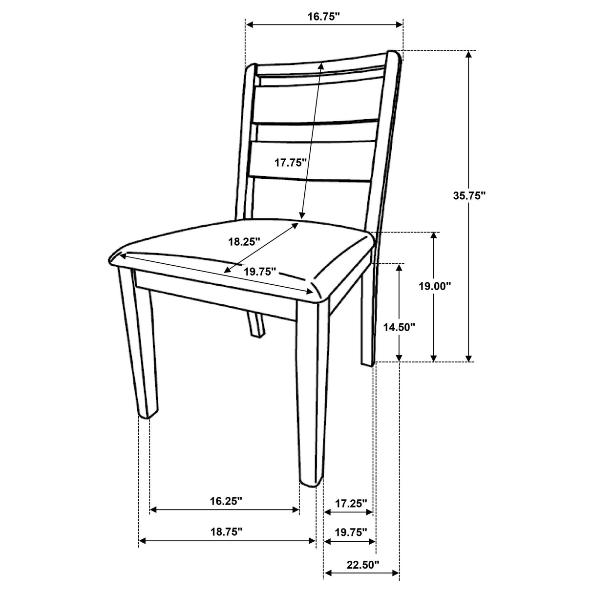 Coaster Furniture Duncan 193652 Set of 2 Ladder Back Dining Side Chair - Washed Oak IMAGE 12