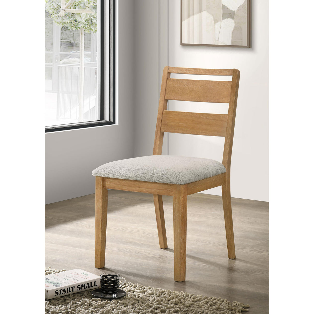 Coaster Furniture Duncan 193652 Set of 2 Ladder Back Dining Side Chair - Washed Oak IMAGE 5