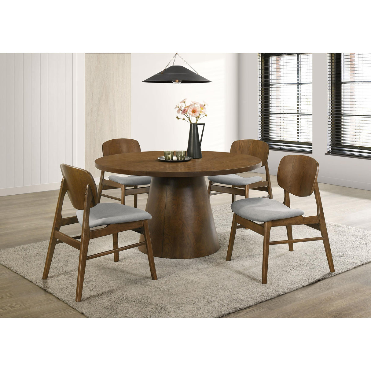 Coaster Furniture Franklin 193830 54-inch Round Wood Pedestal Base Dining Table - Dark Brown IMAGE 7