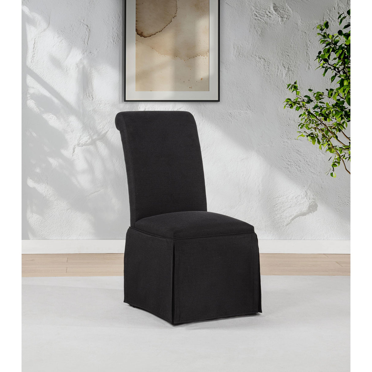 Coaster Furniture Shawna 193912BLK Set of 2 Upholstered Skirted Side Chair - Black IMAGE 6