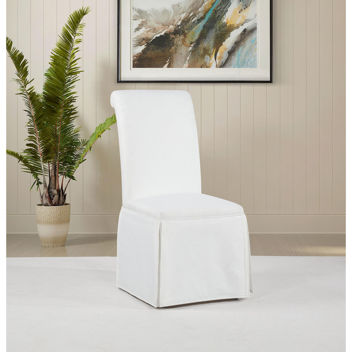 Coaster Furniture Shawna 193912WHT Set of 2 Upholstered Skirted Side Chair - White IMAGE 7