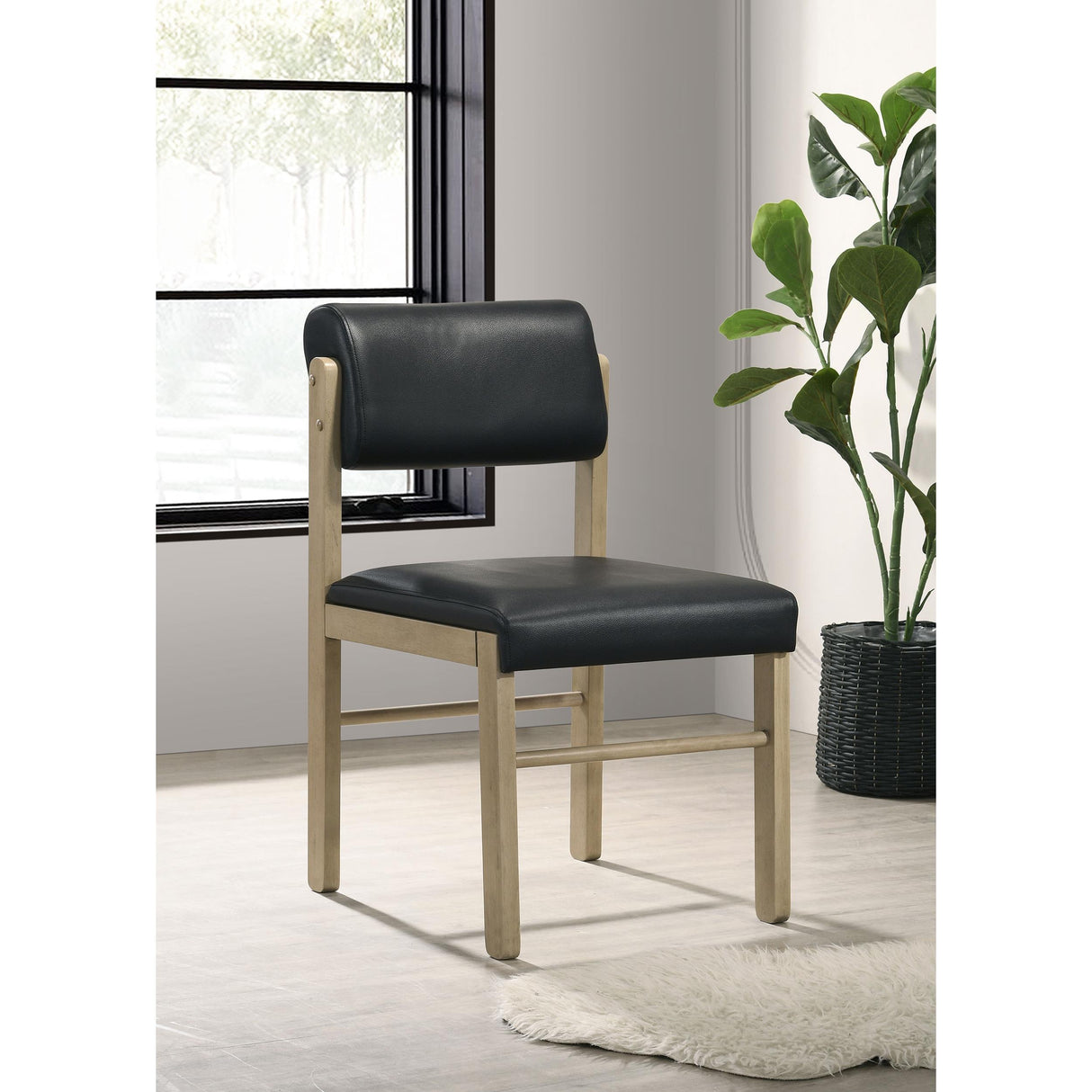 Coaster Furniture Kehoe 193922NAT Set of 2 Upholstered Dining Side Chair - Black/Natural Oak IMAGE 4