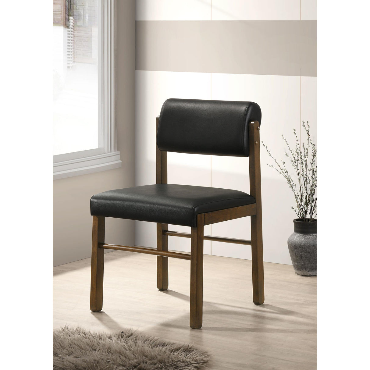 Coaster Furniture Kehoe 193922WAL Set of 2 Upholstered Dining Side Chair - Black/Walnut IMAGE 5