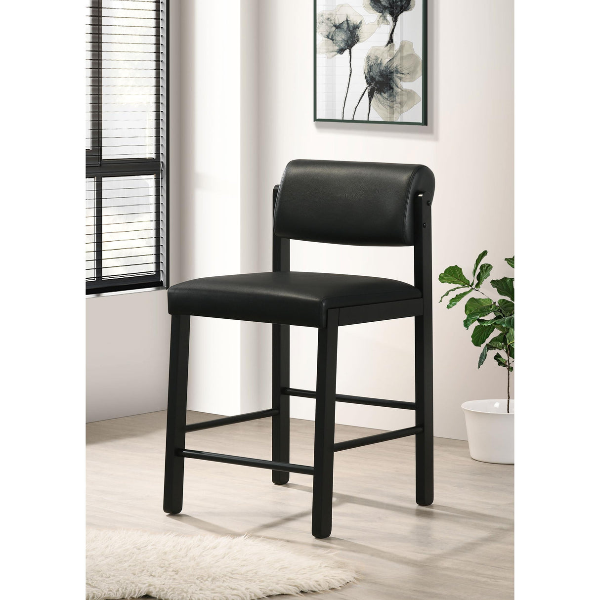 Coaster Furniture Kehoe 193929BLK Set of 2 Upholstered Counter Height Chair - Black IMAGE 4