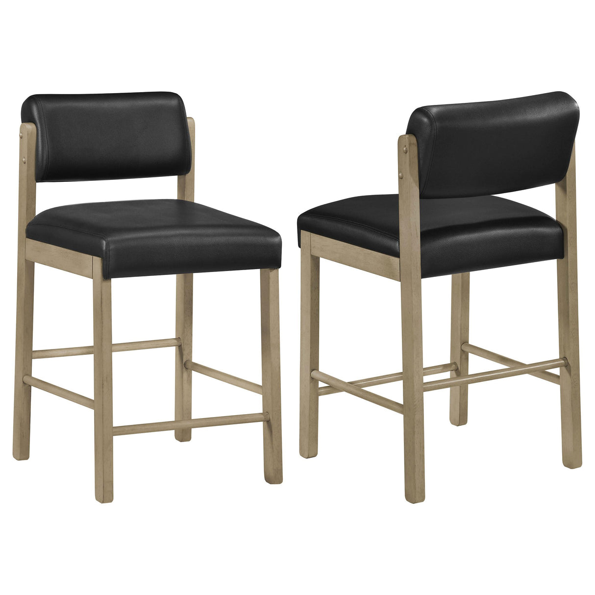 Coaster Furniture Kehoe 193929NAT Set of 2 Upholstered Counter Height Chair - Black/Natural Oak IMAGE 1