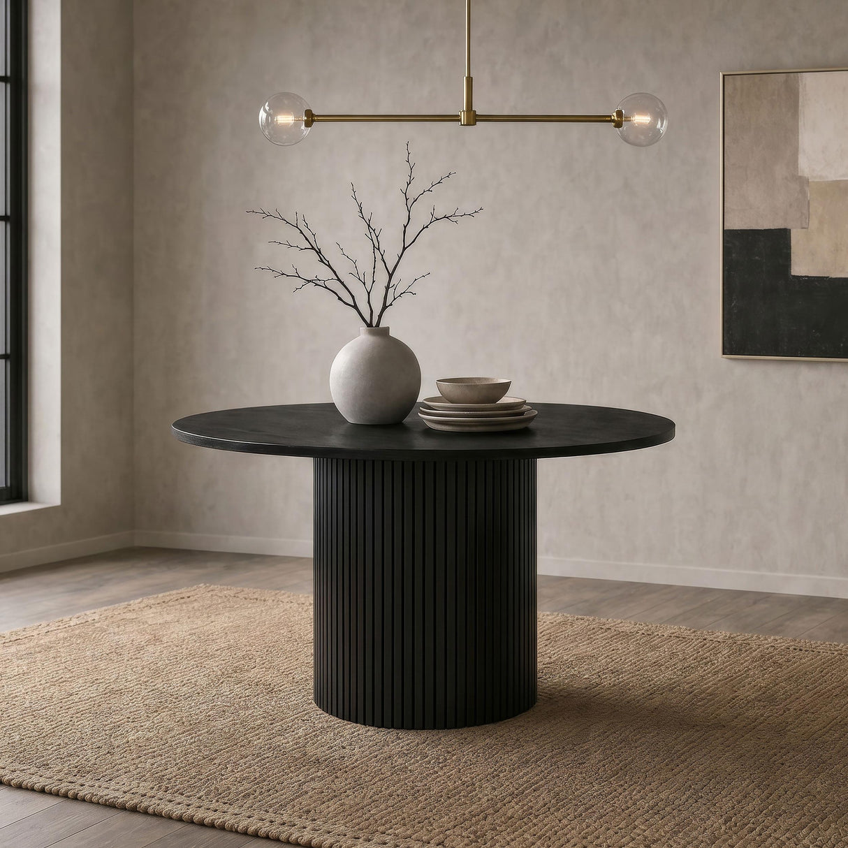 Coaster Furniture Hamlyn 193930BLK 47-inch Round Wood Dining Room Table - Black IMAGE 5