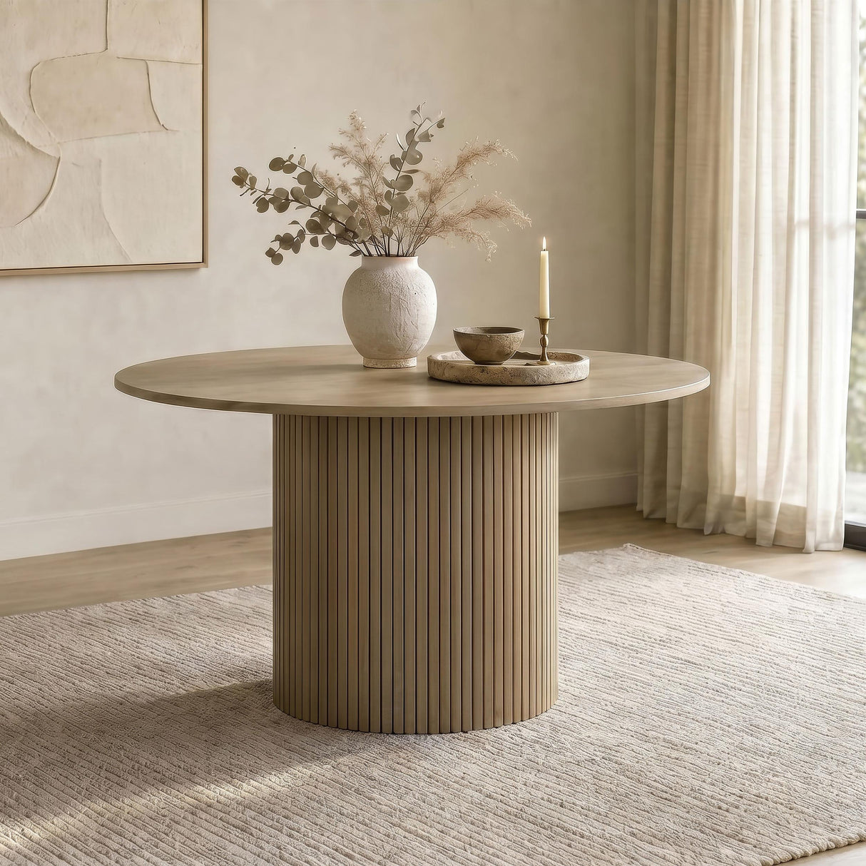 Coaster Furniture Hamlyn 193930NAT 47-inch Round Wood Dining Room Table - Natural Oak IMAGE 4