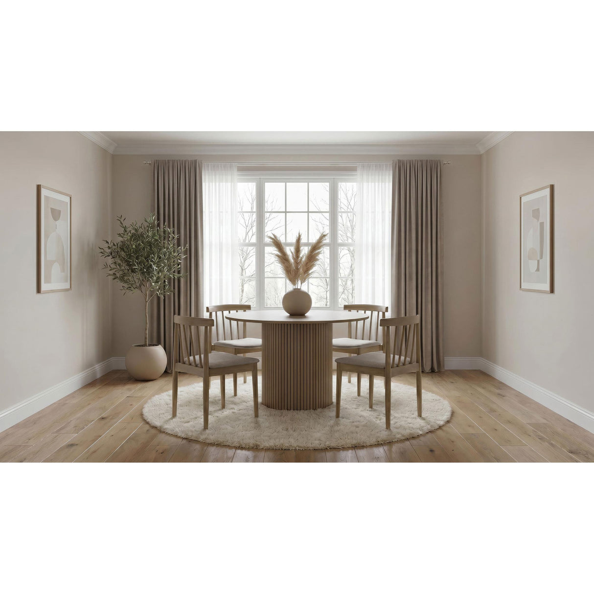 Coaster Furniture Hamlyn 193930NAT 47-inch Round Wood Dining Room Table - Natural Oak IMAGE 8