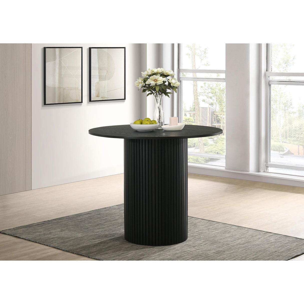 Coaster Furniture Hamlyn 193938BLK 43-inch Round Wood Counter Height Dining Table - Black IMAGE 2