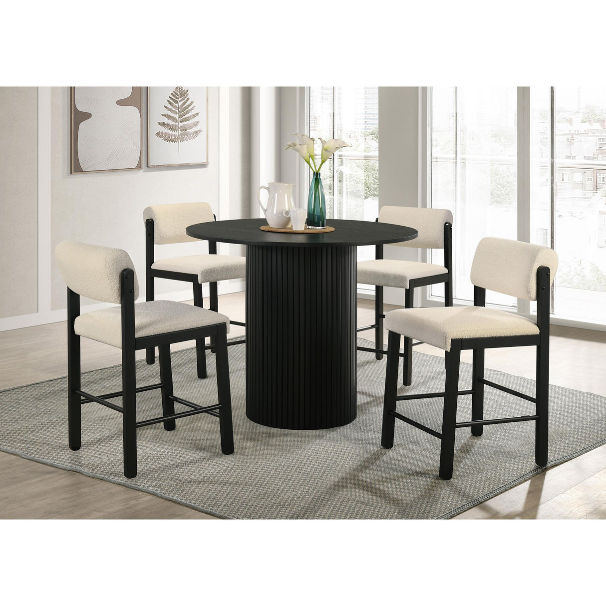 Coaster Furniture Hamlyn 193938BLK 43-inch Round Wood Counter Height Dining Table - Black IMAGE 4