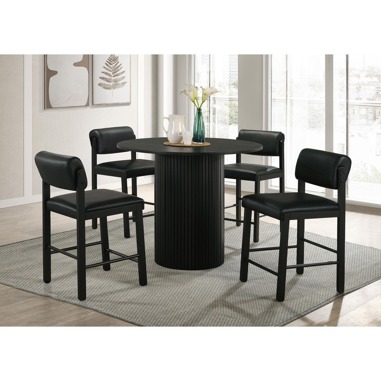 Coaster Furniture Hamlyn 193938BLK 43-inch Round Wood Counter Height Dining Table - Black IMAGE 6