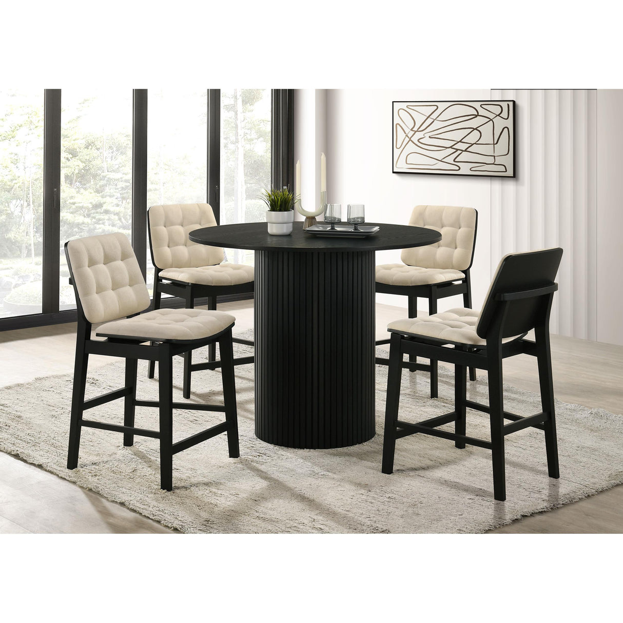 Coaster Furniture Hamlyn 193938BLK 43-inch Round Wood Counter Height Dining Table - Black IMAGE 9