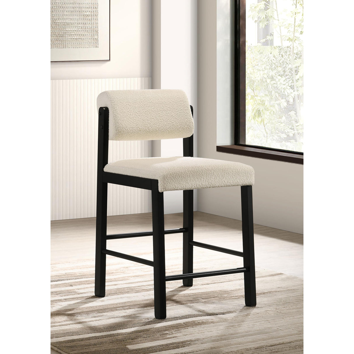 Coaster Furniture Kehoe 193939BLK Set of 2 Upholstered Counter Height Chair - Cream/Black IMAGE 4