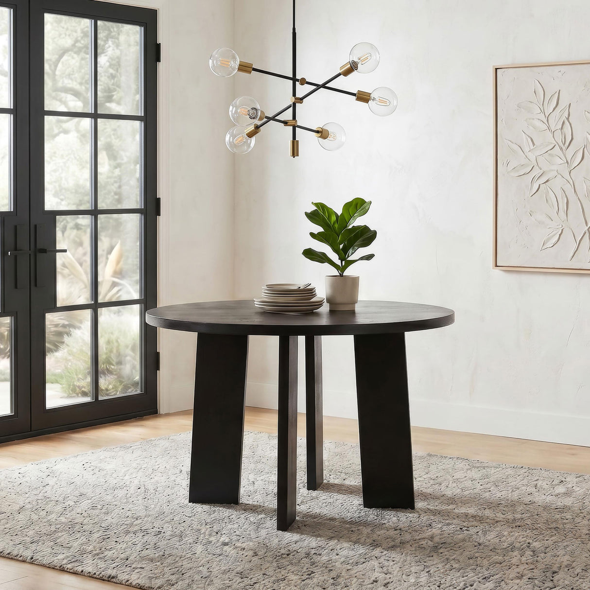 Coaster Furniture Strouse 193940BLK 47-inch Round Wood Dining Room Table - Black IMAGE 3