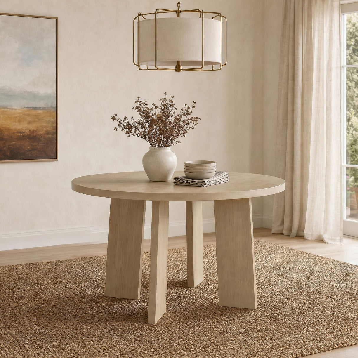 Coaster Furniture Strouse 193940NAT 47-inch Round Wood Dining Room Table - Natural Oak IMAGE 5