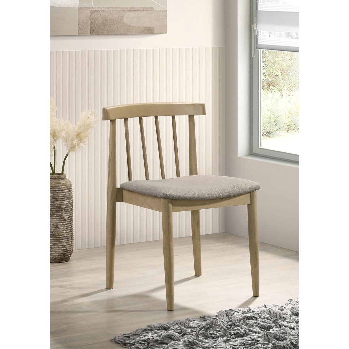 Coaster Furniture Cullen 193942NAT Set of 2 Dining Side Chair Upholstered Seat - Natural Oak IMAGE 3