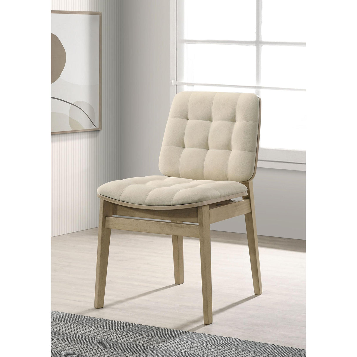 Coaster Furniture Redbridge 193952NAT Set of 2 Velvet Upholstered Side Chair - Cream/Natural Oak IMAGE 2