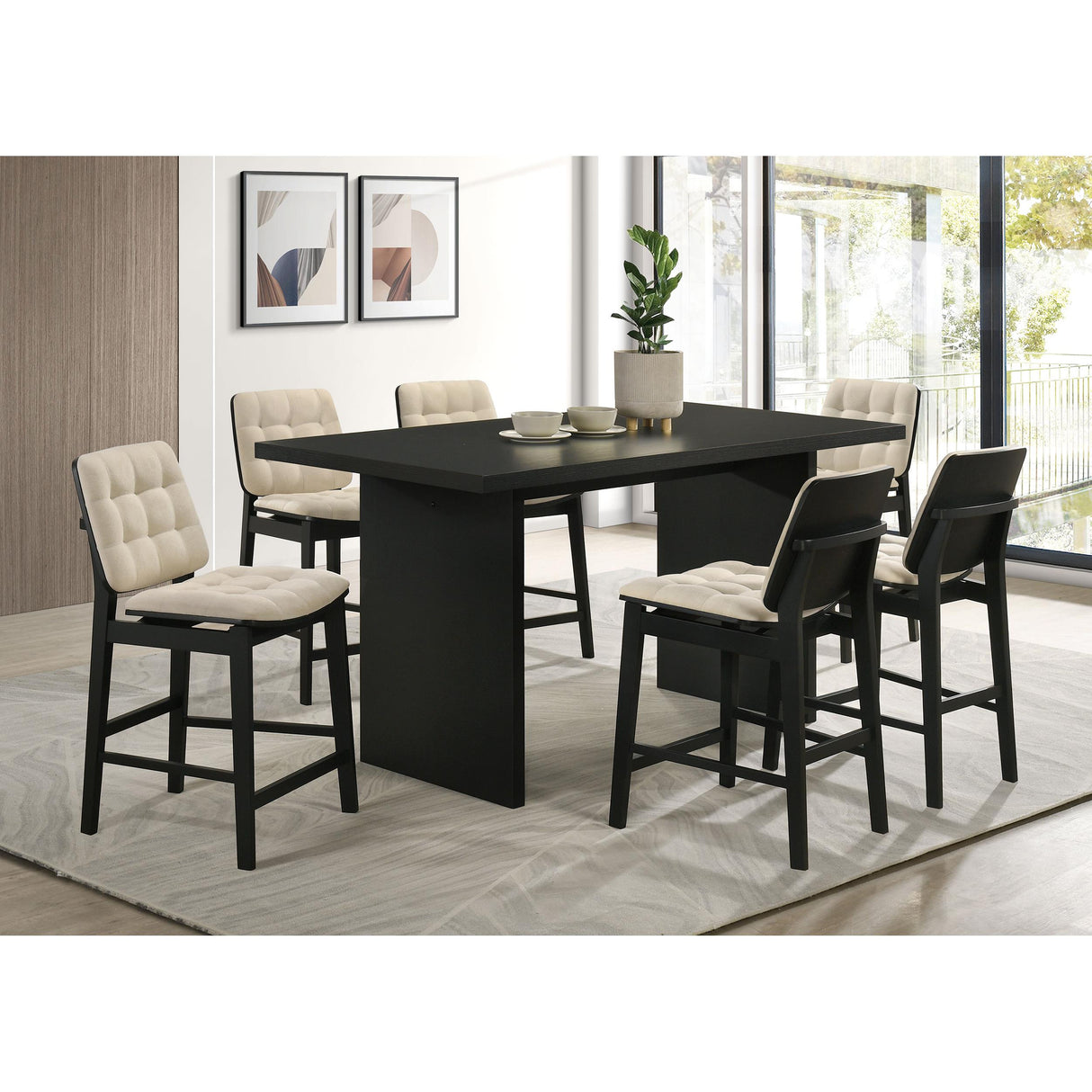 Coaster Furniture Decker 193958BLK 70-inch Rectangular Wood Counter Height Dining Table - Black IMAGE 3