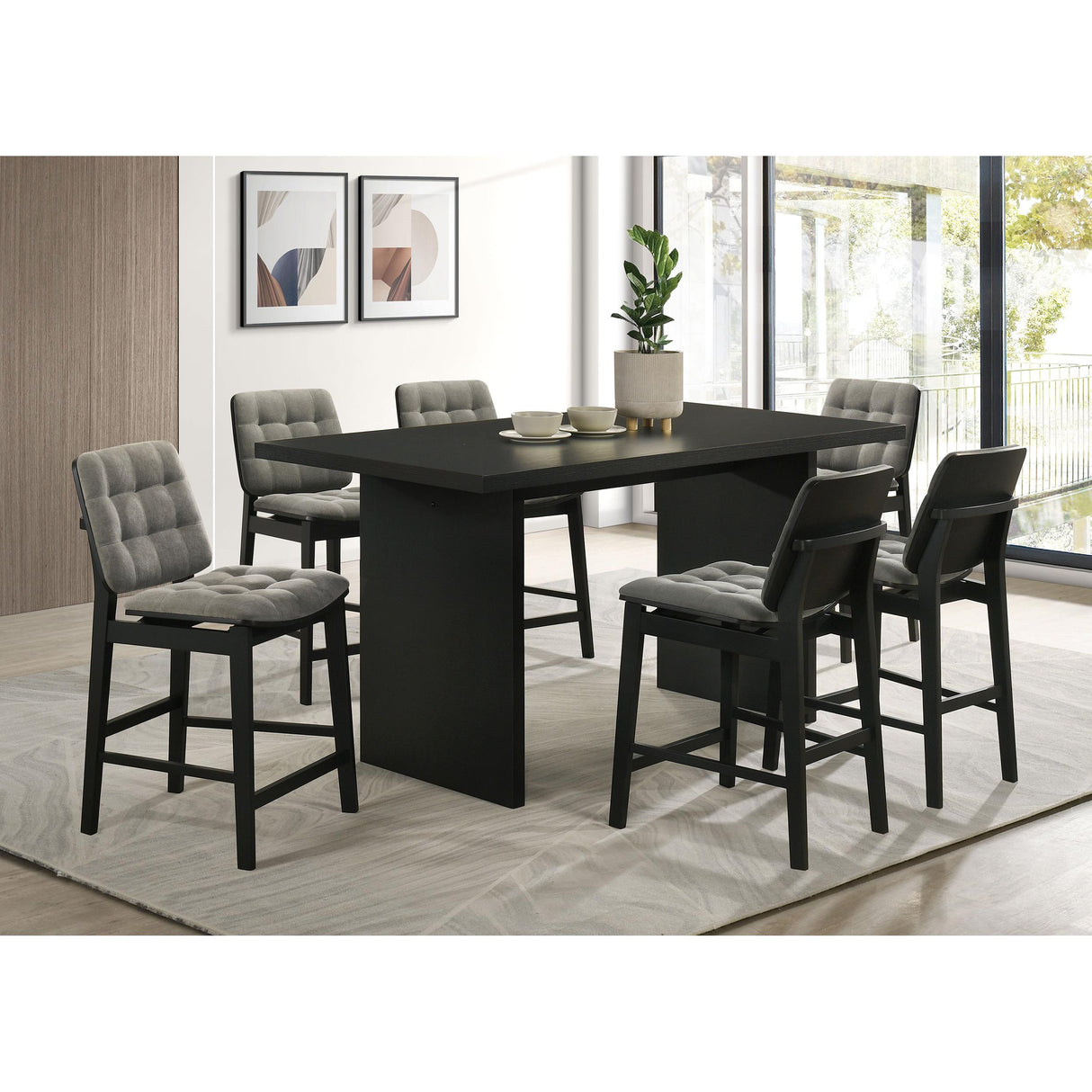 Coaster Furniture Decker 193958BLK 70-inch Rectangular Wood Counter Height Dining Table - Black IMAGE 5