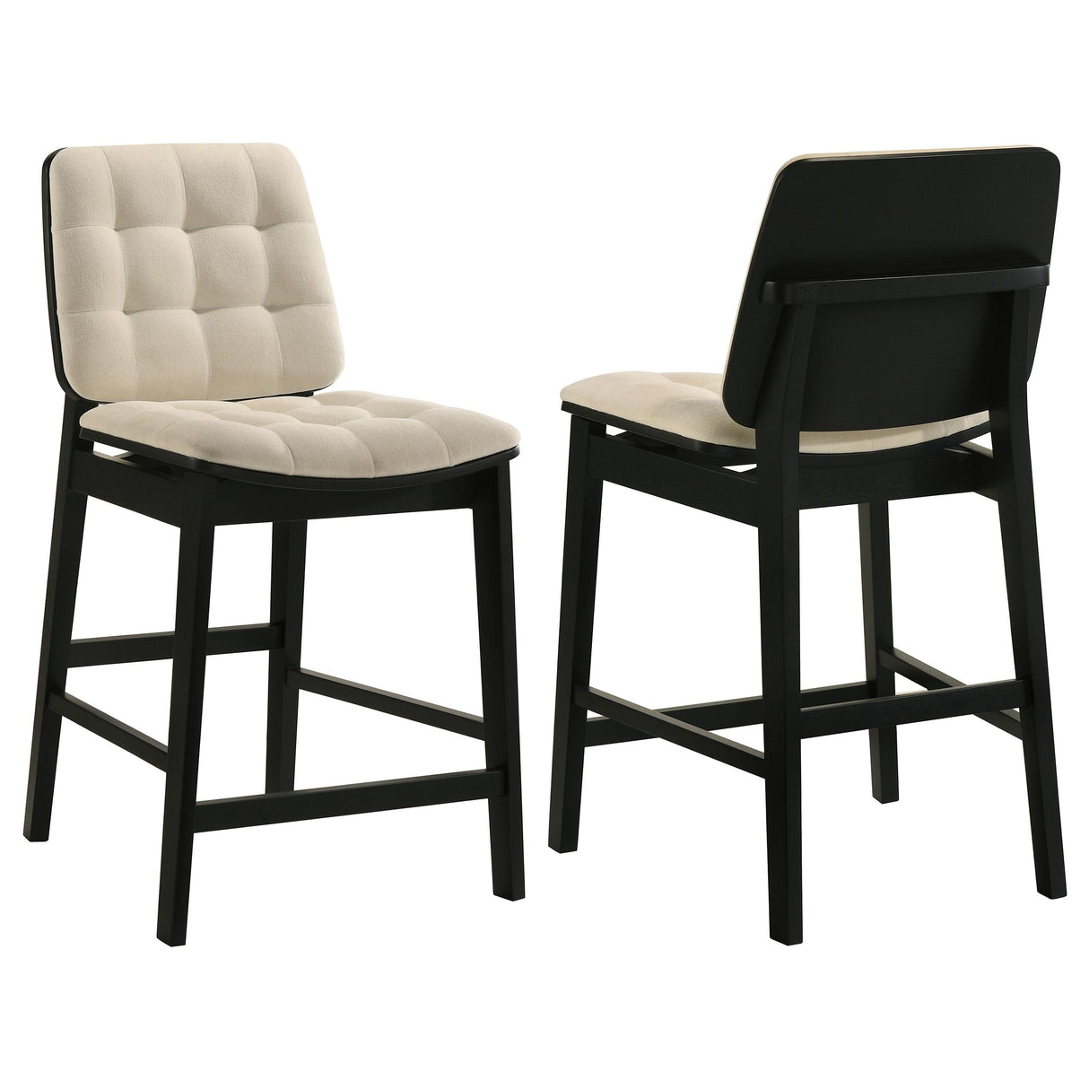 Coaster Furniture Redbridge 193959BLK Set of 2 Velvet Upholstered Counter Chair - Cream/Black IMAGE 1