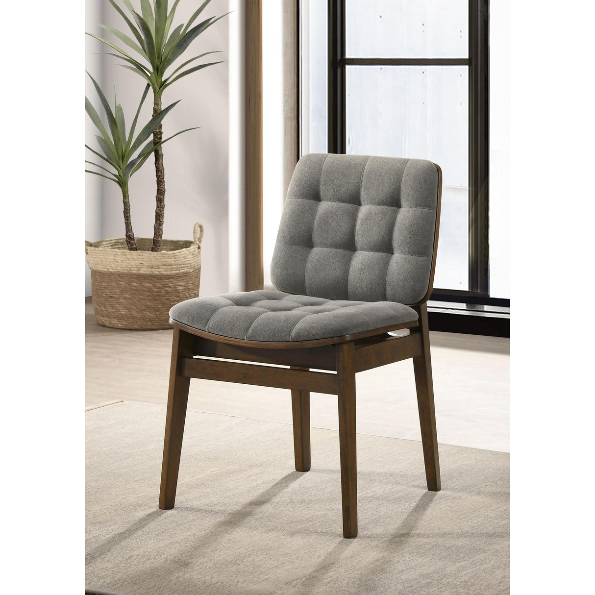 Coaster Furniture Redbridge 193962WAL Set of 2 Velvet Upholstered Side Chair - Grey/Walnut IMAGE 2