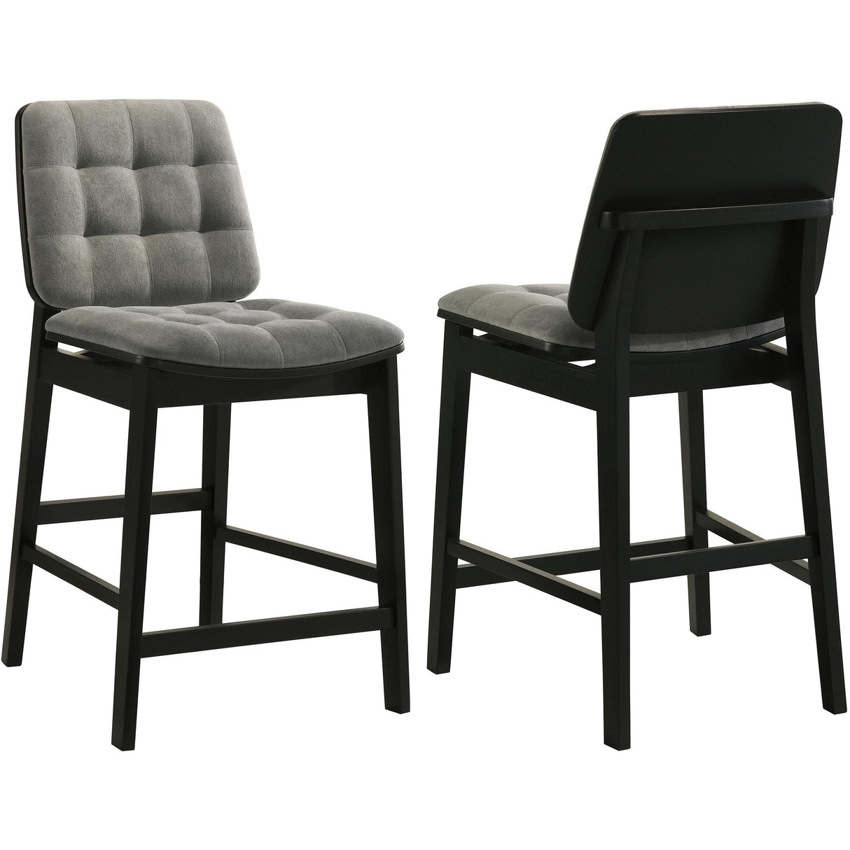 Coaster Furniture Redbridge 193969BLK Set of 2 Velvet Upholstered Counter Chair - Grey/Black IMAGE 1