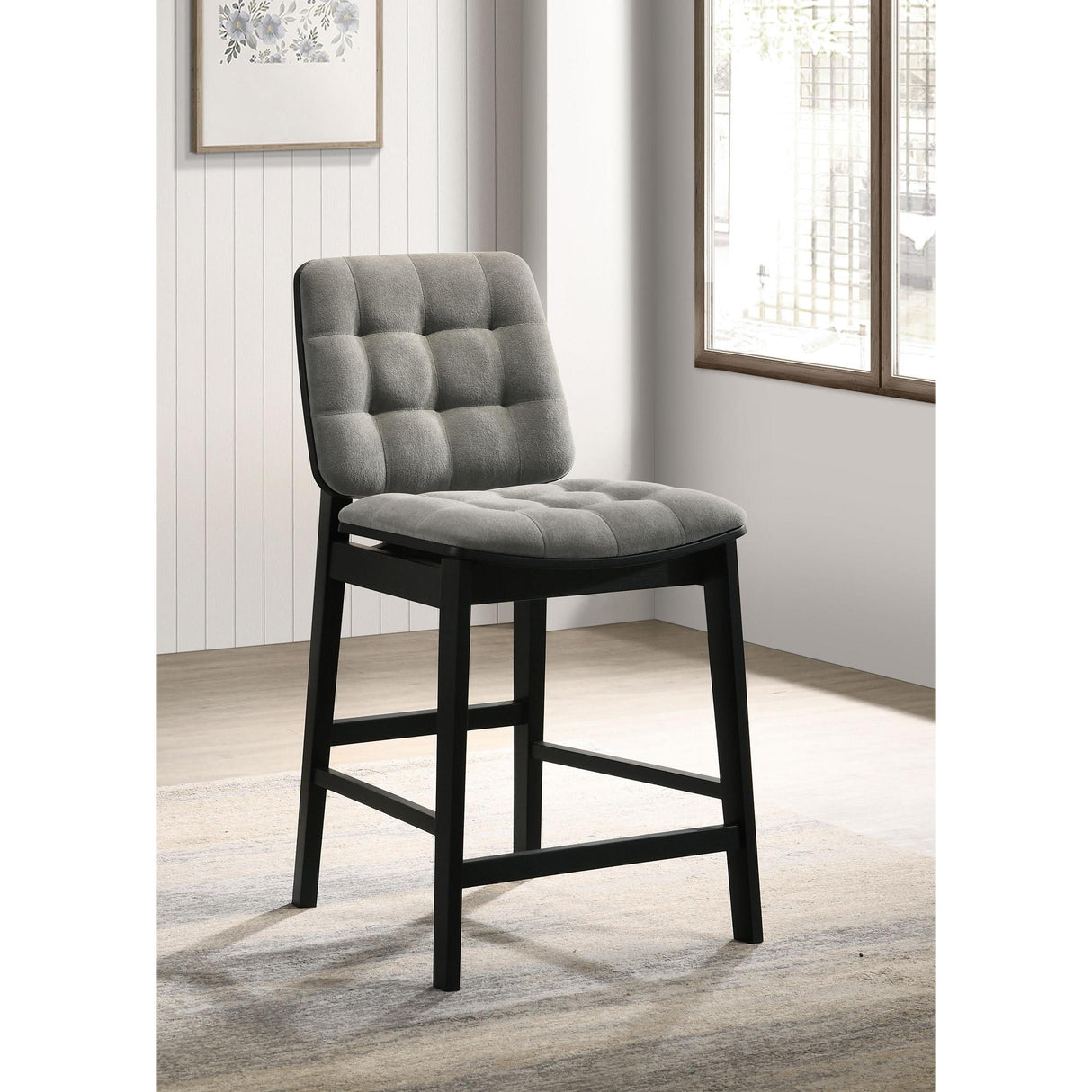 Coaster Furniture Redbridge 193969BLK Set of 2 Velvet Upholstered Counter Chair - Grey/Black IMAGE 2